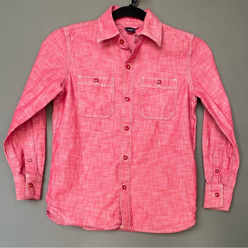 GAP Kids red button down collared long sleeve dress shirt - 100% cotton - boys 8